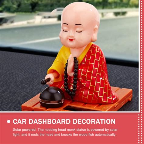 Buy Tofficu Little Monk Figurine Solar Head Toys Funny Car Shaking Head ...