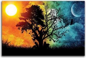 Artifa 40 cm Night and Day Wall/Door Sticker Self Adhesive Sticker ...