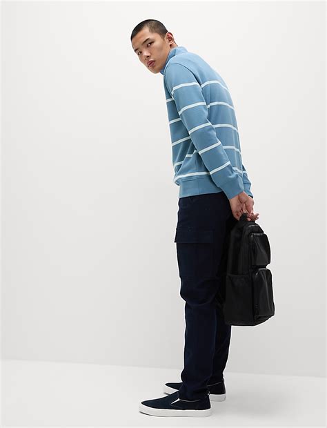 Buy Pure Cotton Striped Half Zip Sweatshirt at Marks & Spencer