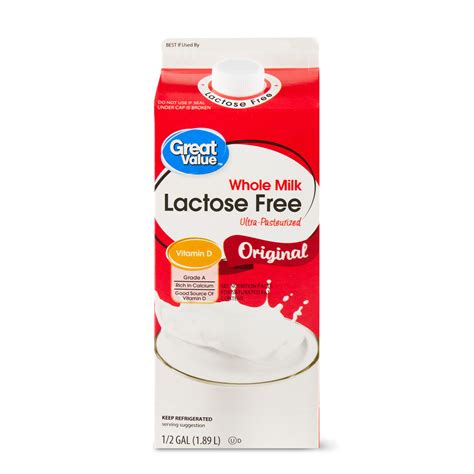 Great Value Lactose Free Whole Vitamin D Milk, Half Gallon