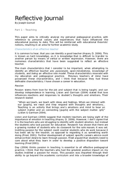 Image result for Reflective Journal Sample