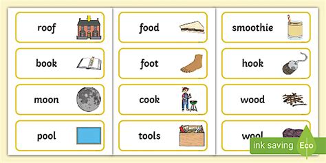 Editable Long and Short 'oo' Word Cards (teacher made)