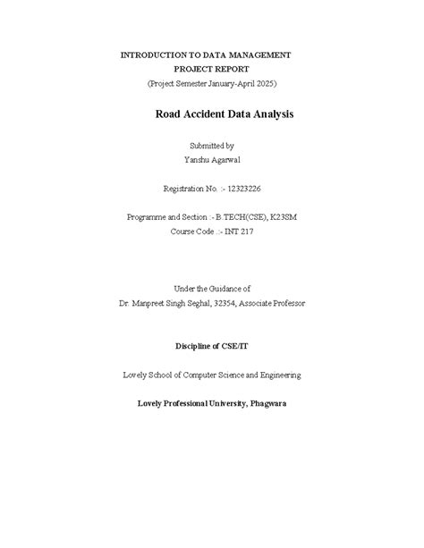 INT 217: Road Accident Data Analysis Project Report (2025) - Studocu