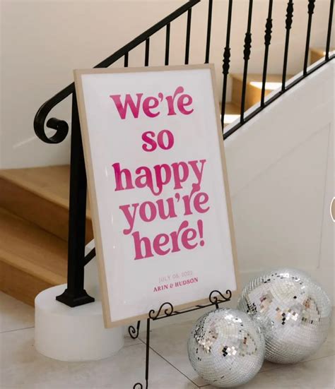 we’re so happy you’re here! wedding sign in 2025 | Wedding signage ...