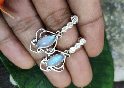 Moonstone Earrings Silver Stud Earring Inspirational Earring - Etsy India