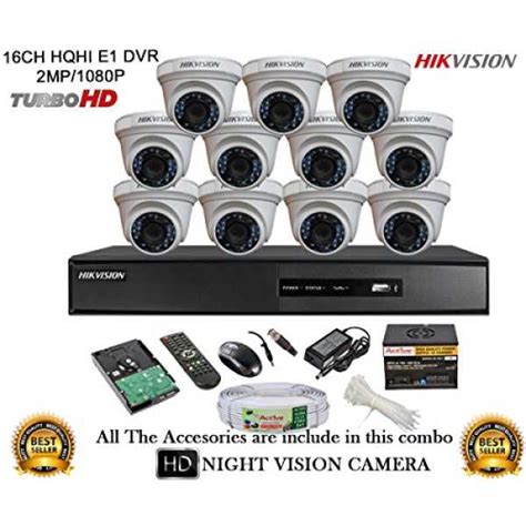 Hikvision DS-7216HQHI-E2 16CH Dvr, 11(DS-2CE56DOT-IRP) Dome Cameras ...