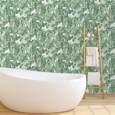 Tempaper 28-sq ft Jungle Green Vinyl Floral Self-Adhesive Peel and ...