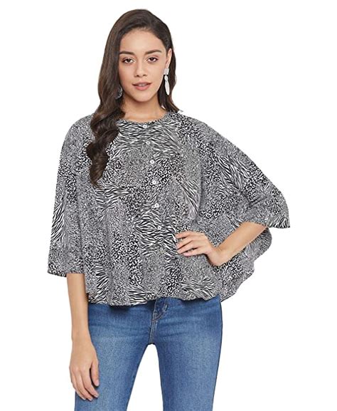 Buy Uptownie Lite Women's Crepe Solid Button Down Cape Top at Amazon.in