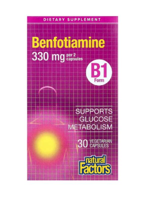Natural Factors Benfotiamine 165 mg Capsules, 30 Veg Caps – Supports ...