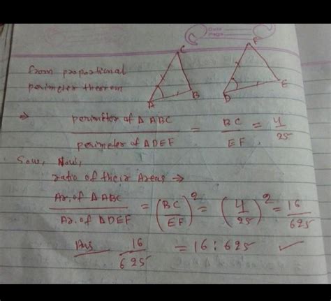 If the ration of the perimeter of two similar triangles is 4:25 , then ...