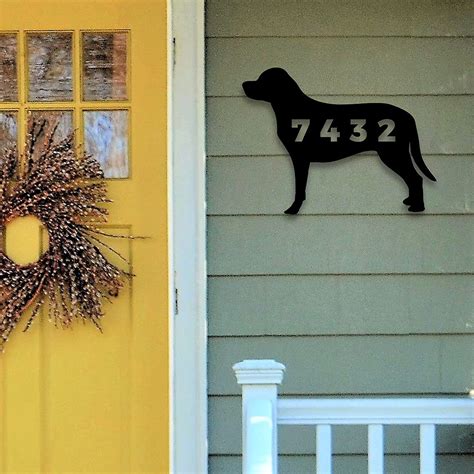 Buy Dog with House Number - Personalized Solid Steel Decorative Address ...