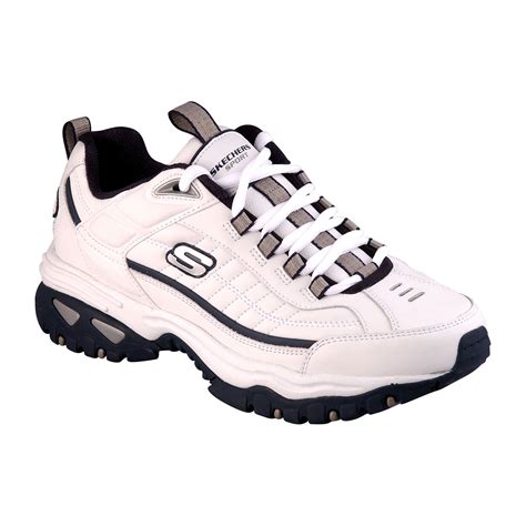 Skechers Men's Afterburn Casual Athletic Shoe - White/Navy Wide Width ...