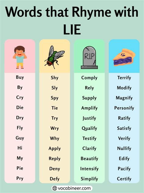 589 Easy Examples of Words That Rhyme with Lie