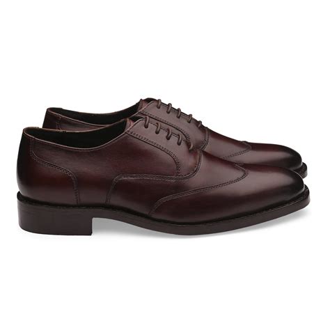 Wingtip Oxford Cognac Wine Italian Leather Dress Shoes Reverse Goodyea