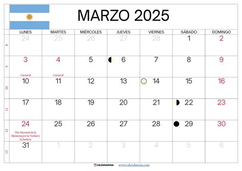Calendario Marzo 2025 Argentina Para Imprimir