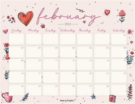 February Calendar 2025 Valentines | Free printable calendar templates ...