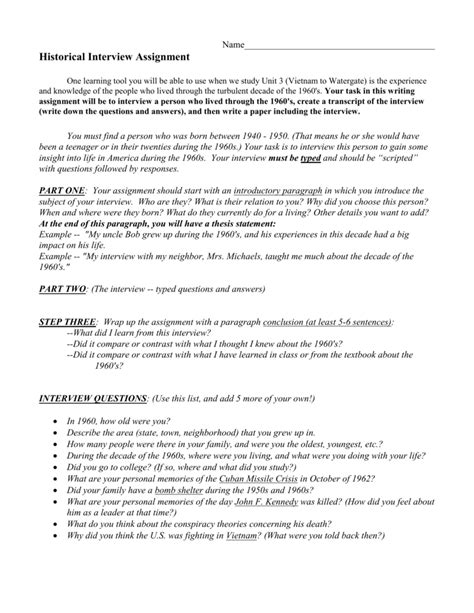 Historical Interview Worksheet 的图像结果