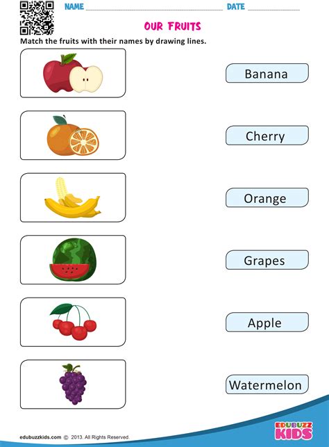 Matching Fruits Worksheet For Kindergarten - paringin-st2