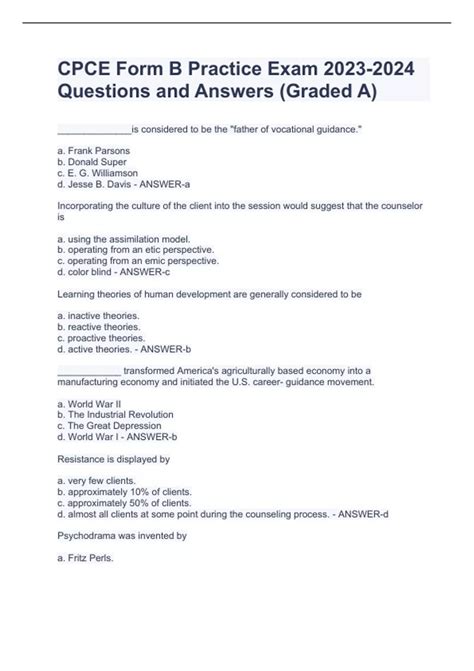 CPCE Form B Practice Exam Questions and Answers (Graded A) - CPCE ...