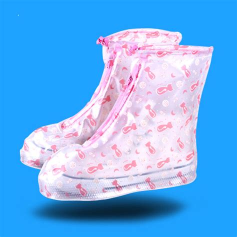 山顶洞人 雨鞋套 男女通用 防水雨天防滑鞋套 非一次性雨具 加厚耐磨防雨靴套鞋套 CM9006 蓝色 L（2件起售）_山顶洞人