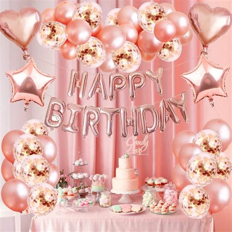 Buy SPECOOL 62Pcs Birthday Decorations, Rose Gold Birthday Party ...