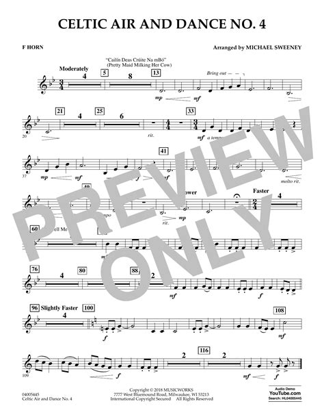 Celtic Air and Dance No. 4 - F Horn by Michael Sweeney Sheet Music for ...