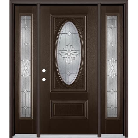 Masonite Laurel 64-in x 80-in Wood 3/4 Lite Right-Hand Inswing Walnut ...