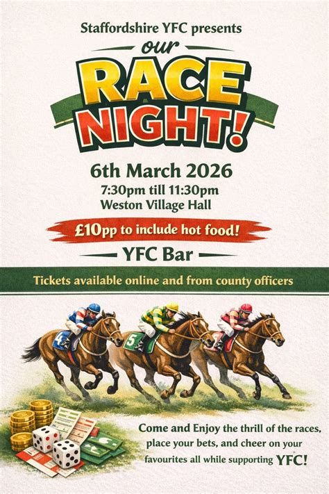 Staffordshire YFC Race Night , Weston Village Hall, Stafford, 6 March ...