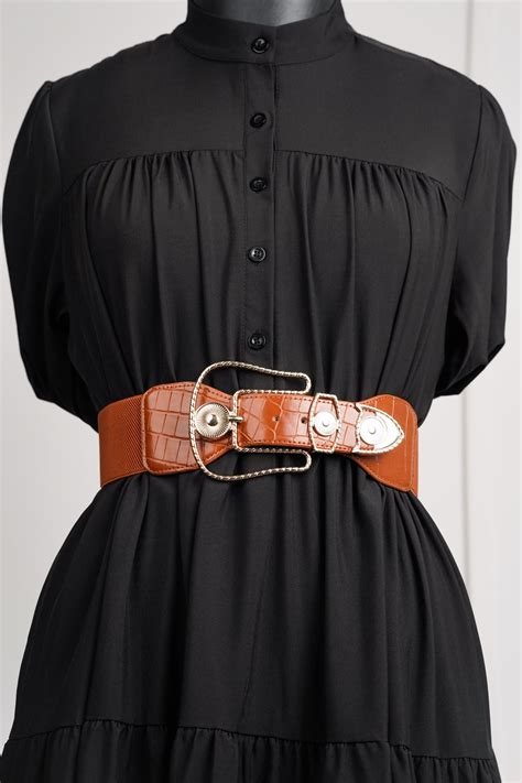 Brown Pin-Buckle Elasticated Belt | Stylish Waist Belts for Women ...