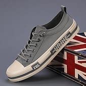 Men's Casual Canvas Lace-Up Sneakers – Stylish Blue Low-Top Shoes for ...