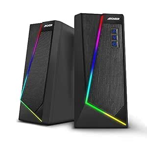 ARCHEER Computer Speakers Gaming RGB Speakers PC 10W USB-Powered Wired ...