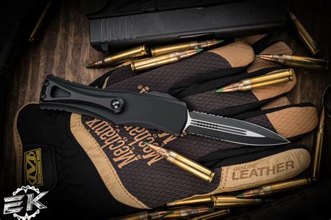 Microtech Hera OTF Automatic Knife Black 3" Dagger Black Serrated 702-2T