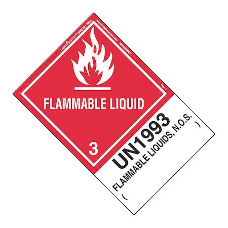 Labelmaster Flammable Liquid Label, UN1993, PK500 HSN8000ET | Zoro