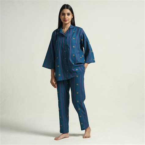 Buy Jacquard Cotton Top & Pyjama Night Suit Set Online at iTokri.com