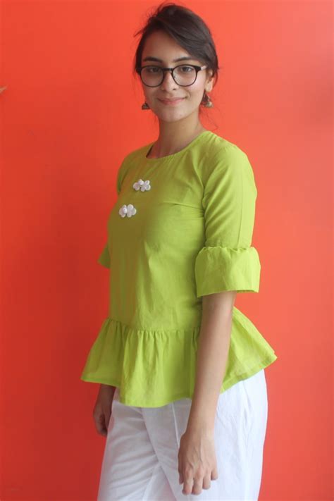 Freedom Green Gathered Top – anokherang