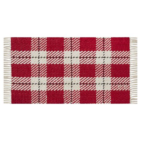 Mainstays Woven Holiday Accent Rug Red Tartan Plaid 20"x34" - Red ...