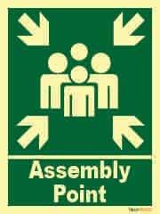 Glow in the Dark Assembly Point Safety Sign Board | Emergency Muster ...