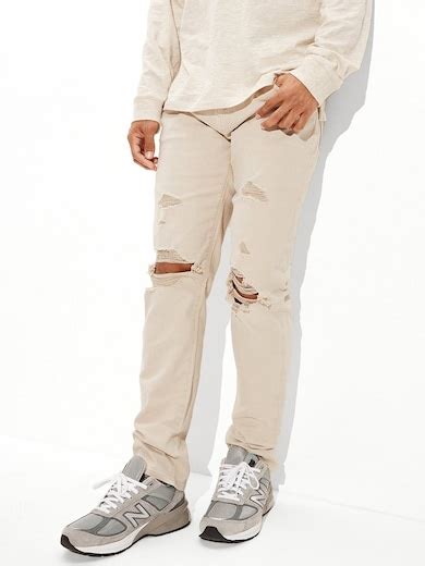 Buy American Eagle Men Beige AirFlex+ Patched Athletic Skinny Jean Online