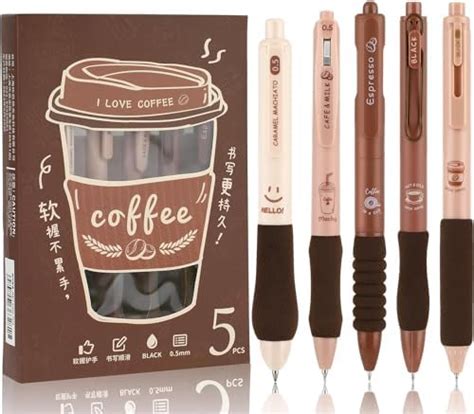 Shopaholic Gel Ink Pens 5Pcs Coffee Cute Retractable Pens with ...