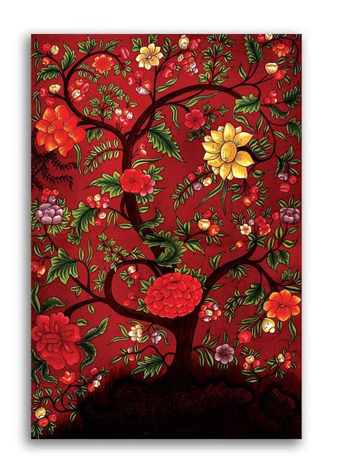 Tamatina Rajasthani Canvas Painting|Flower Tree |Size-13X9 Inches.g225 ...