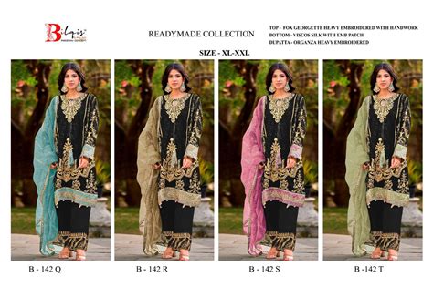 B 142 Q To T Bilqis Fox Georgette Pakistani Readymade Suits ...