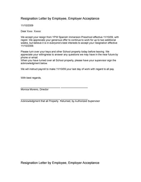 Resignation Letter by Employee in Doc - Resignation Letter by Employee ...