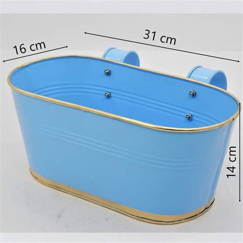 Hanging Metal Railing planters -Sky Blue Colour — Plan A Plant