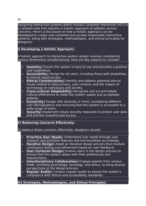 HCI - Lecture notes - Q1. Designing interactive systems within Human ...