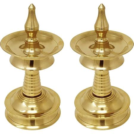 Buy Antique Collection Brass Kerala Nilavilakku Diya Lamp (Gold_8.5 x 8 ...