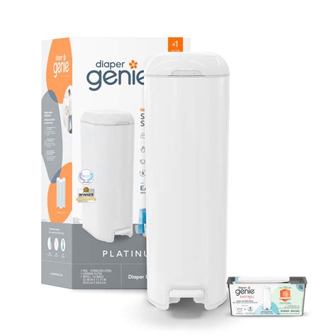 Diaper Genie Platinum Pail (Lilly White) is Made of Durable Stainless ...