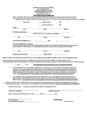 Fillable Online sos georgia Barber App for Re-ExaminationDUIaddedfee ...
