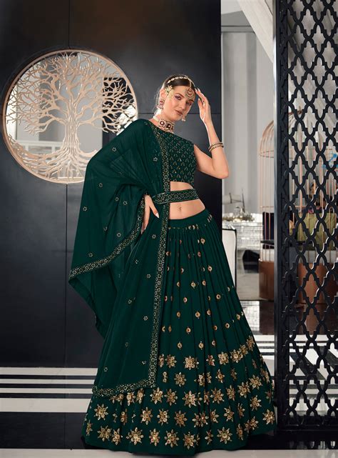 Designer Green Color Sequence Thread Work Lehenga Choli With