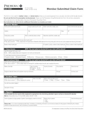 Premera Member Submitted Claim Form - Fill and Sign Printable Template ...