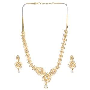 ACCESSHER Gold Plated Stunning American Diamonds Studded Contemporary ...